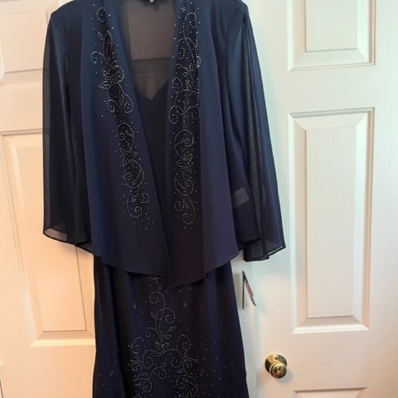 R&M Richards Deep Sapphire Evening Dress - Picture 1 of 3